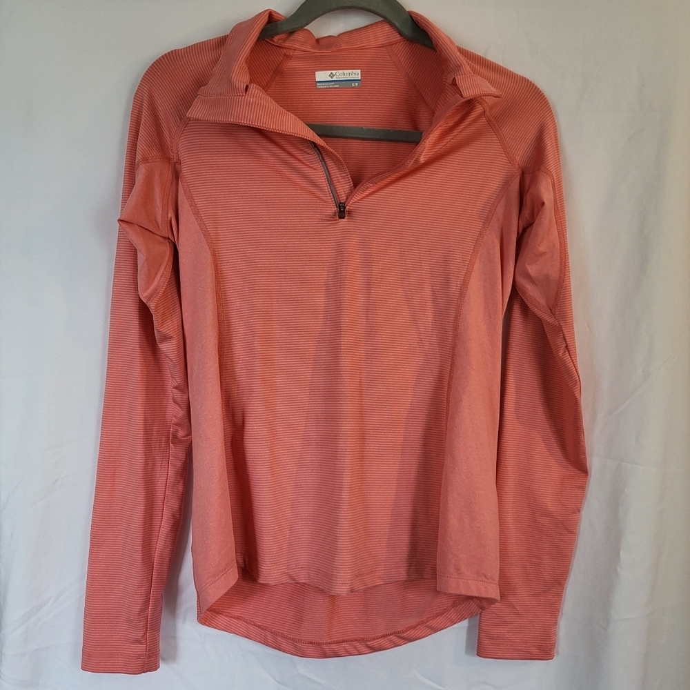 Columbia Women's Peach 1/4 Zip Athletic Collar Long Sleeve Small UWOT